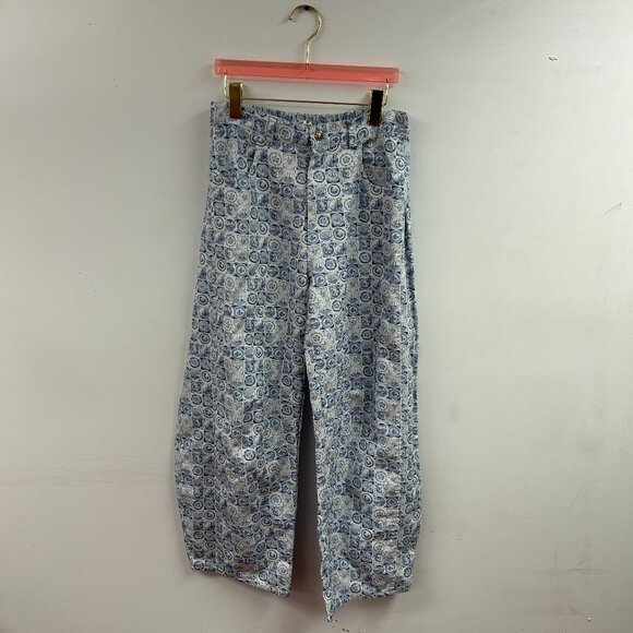 Coin Stamp Print Wide Leg Pants with Pockets - C4960 - Picture 1 of 2